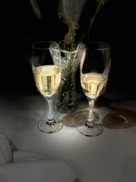 Champagne Toasts at an Elegant Dinner Stock Photos