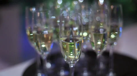 Champagne on a tray Stock Footage 40833346