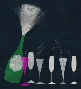 Champagne uncorked Stock Illustration