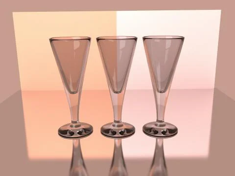 Champagne wine goblets 3D render Stock Illustration