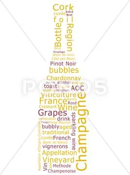 Champagne word cloud Stock Illustration