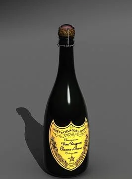 bottle dom perignon champagne 3d model