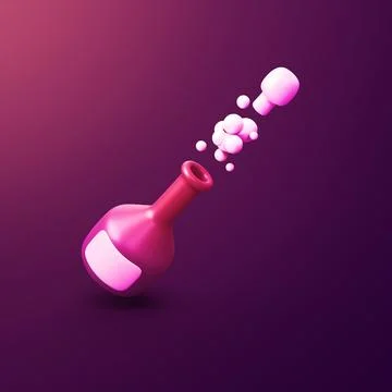 Champaigne bottle - stylized 3d CGI icon object, Not gen Ai Stock Illustration