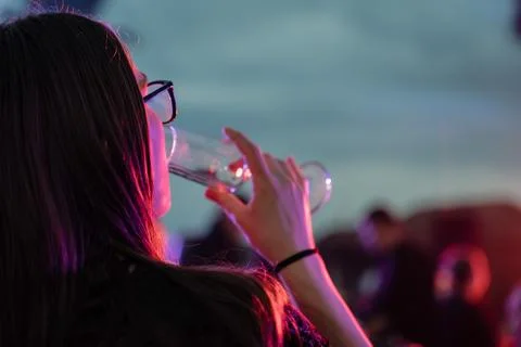 Champaigne drinking lady Stock Photos