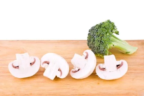 Champignon and broccoli Stock Photos