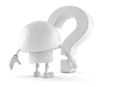 Champignon character looking at question mark symbol Stock Photos