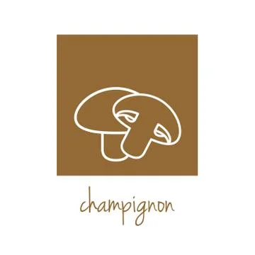 Champignon icon on brown square Stock Illustration