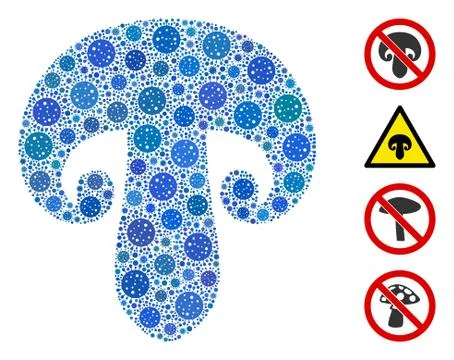Champignon Mushroom Collage of CoronaVirus Elements Stock Illustration