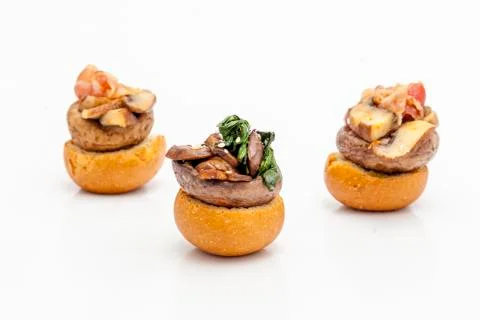 Champignon mushroom stuffed with vegetables and cheese Stock Photos