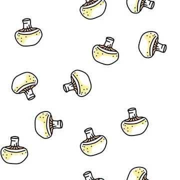 Champignon mushroom vector seamless pattern Stock Illustration