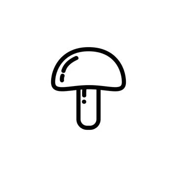 Champignon mushroomflat outlined icon. Vector vegetable logo isolated on whit Stock Illustration