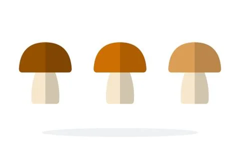 Champignon mushrooms vector flat material design isolated object on white Stock Illustration