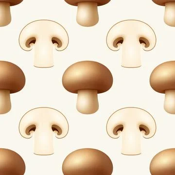 Champignon Seamless Pattern Vector Illustration. 3d Button Mushroom Repeat Print 库存插图
