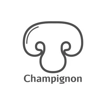 Champignon thin line mushroom icon. Stock Illustration