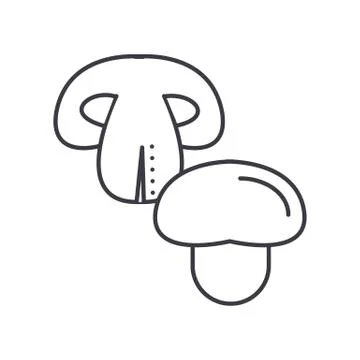 Champignon vector line icon, sign, illustration on background, editable strokes Stock Illustration