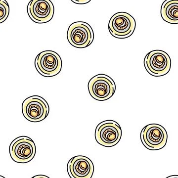 Champignon white mushroom vector seamless pattern Illustrazione stock