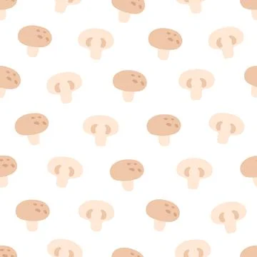 Champignons, mushrooms seamless pattern. Stock Illustration