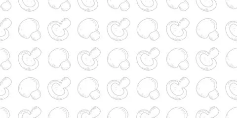 Champignons seamless pattern in doodles sketch style Illustrazione stock