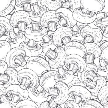 Champignons on white background.  Vector  pattern. Stock Illustration