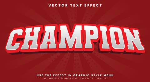 Champion 3D editable Text Effect Template Stock Illustration