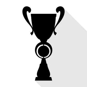 Champion cup in flat style with shadow Illustrazione stock