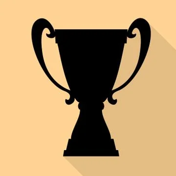 Champion cup in flat style with shadow Stock Illustration