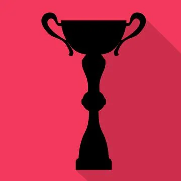 Champion cup in flat style with shadow Stock Illustration