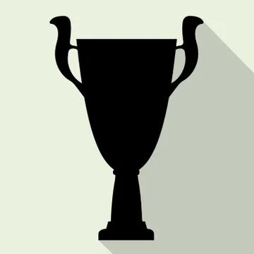 Champion cup in flat style with shadow Stock Illustration