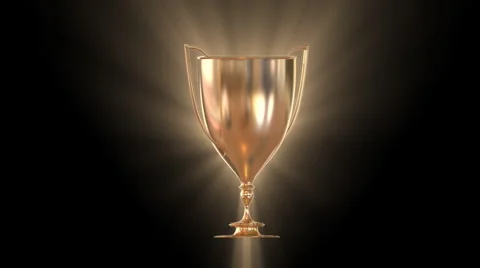 Champion Cup loopable rotating with rays Stock Footage