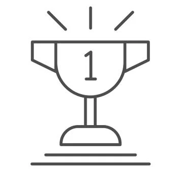 Champion cup thin line icon. Goblet vector illustration isolated on white Stock Illustration