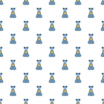 Champion dog repeating pattern with blue winner medal Stock Illustration