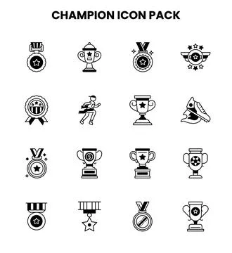 Champion DuoTone Bundle Icons Pack Stock Illustration