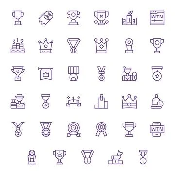 Champion Exclusive Vector Set featuring 35 Regular Line Pixel Aligned High .. Stock Illustration