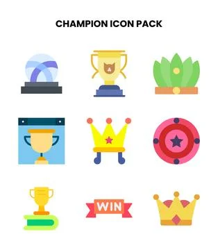 Champion Flat Design Icons Pack Stock Illustration