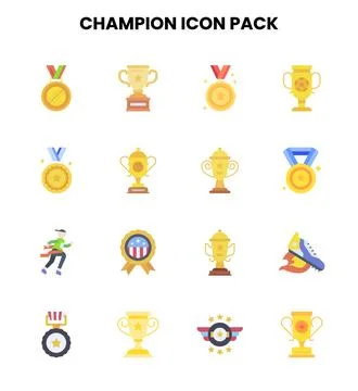 Champion Flat Scalable Icons Pack Stock Illustration
