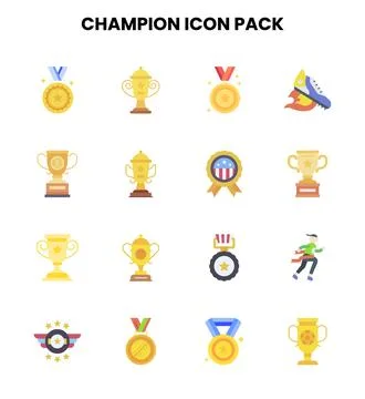 Champion Flat Scalable Icons Pack Stock Illustration