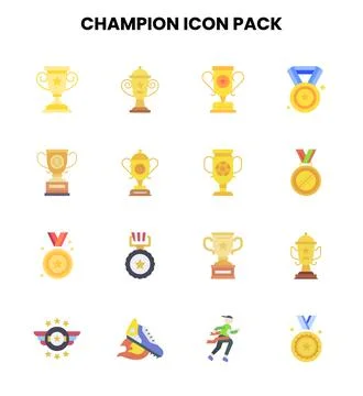 Champion Flat Scalable Icons Pack Stock Illustration