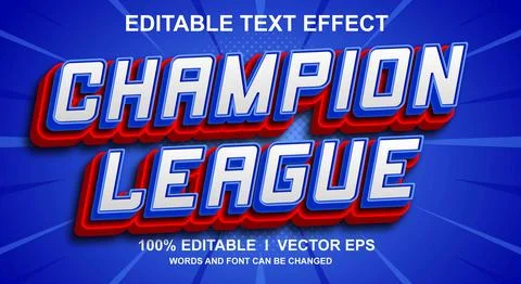 Champion league vector text effect with modern style design Stock Illustration