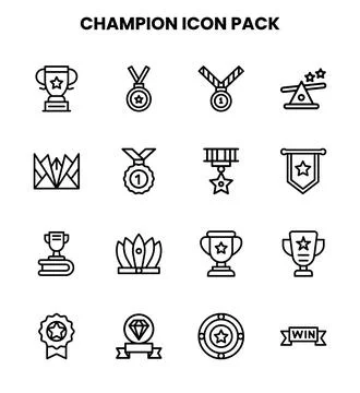 Champion Line Bundle Icons Pack Stock Illustration