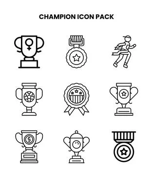 Champion Line Graphics Icons Pack Stock Illustration