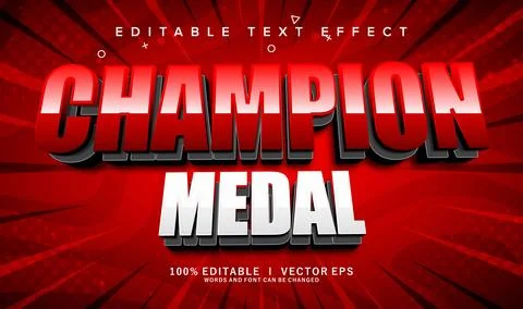 Champion medal vector text effect with modern style design Stock Illustration