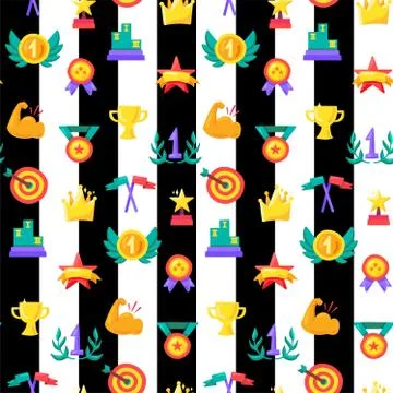 Champion seamless color vector pattern Stock Illustration