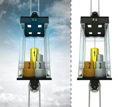 Champion stand in sky elevator concept also isolated one illustration Stock Illustration