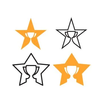 Champion star, Trophy in the star. Vector logo icon template Stock Illustration