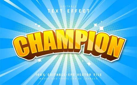 Champion text effect cartoon style Illustrazione stock