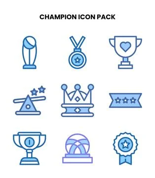 Champion Two Colour Icons Pack Stock Illustration