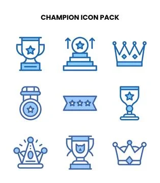 Champion Two Colour Set Icons Pack Stock Illustration
