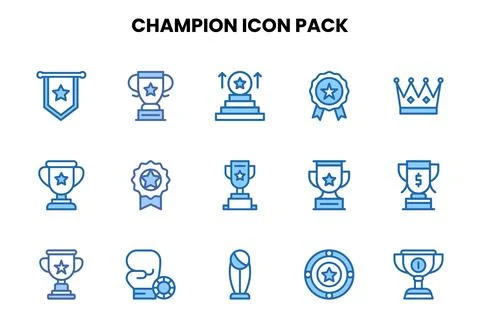 Champion Two Colour Vector Icons Pack Stock Illustration