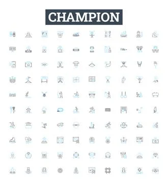 Champion vector line icons set. Victor, Hero, Winner, Premier, Winner, Conqueror Stock-Illustration