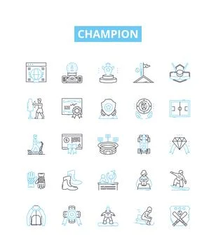 Champion vector line icons set. Victor, Hero, Winner, Premier, Winner, Conqueror Stock-Illustration